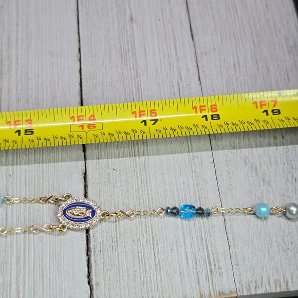 Handcrafted Elegant Ocean Inspired Pale Blue/Deep blue Rosary Christmas Gift - Picture 6 of 7